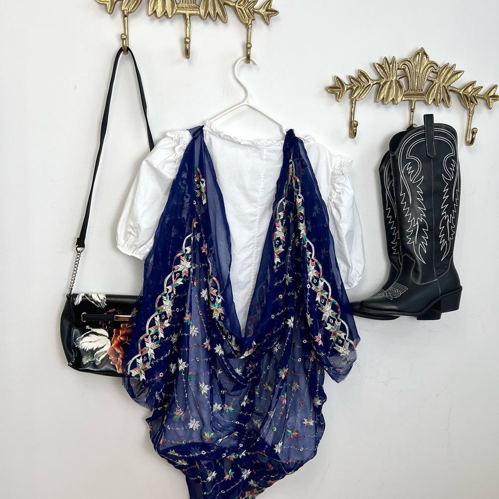Shabby chic embroidered shawl duster fusion Xl